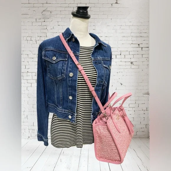 Kate Spade Pink Rowe Summer Tweed Medium Top Zip Satchel - Picture 5 of 17